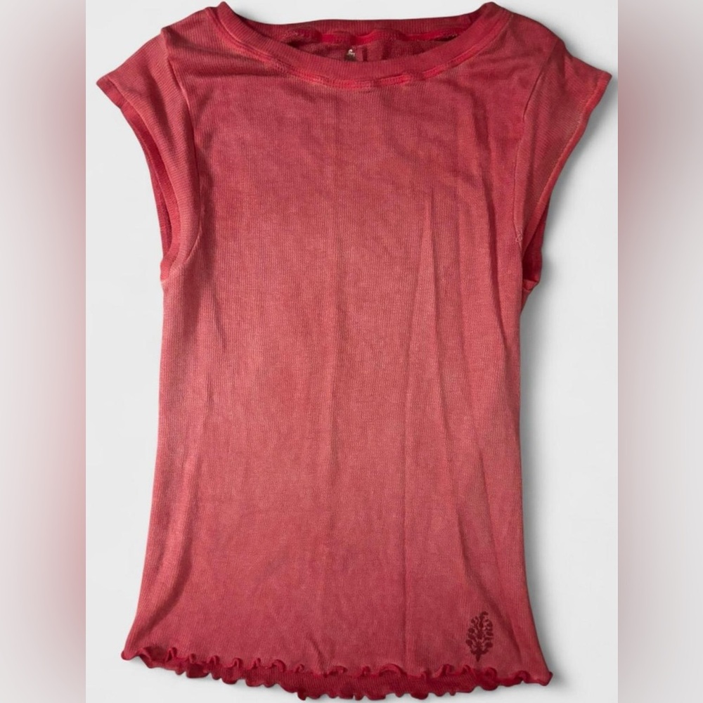 Size XS/S Red Free People Movement Double Point Tee (Deadstock Color)
